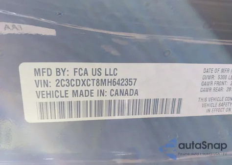 2021 Dodge Charger R/T Rwd from USA, damaged, VIN 2C3CDXCT8MH642357